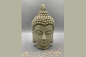 Mobile Preview: Buddhakopf hellgrau groß aus Keramik 15x13x24 cm
