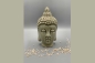 Mobile Preview: Buddhakopf hellgrau klein aus Keramik 10x10x10 cm