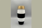 Mobile Preview: Vase Glas gestreift schwarz weiß Queberus gold 26 cm