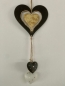 Preview: Weihnachtshänger Herz aus metall schwarz gold weiß 14x35x1 cm