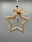 Preview: Hänger Stern Holz braun mit Metallherz Weihnachtsdeko 15 x 15 x 1 cm