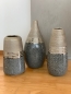Preview: Vase bauchig Keramik 36 cm grau silber gesprengelt