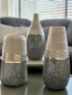 Mobile Preview: Vase Kegel Keramik 30 cm grau silber gesprengelt