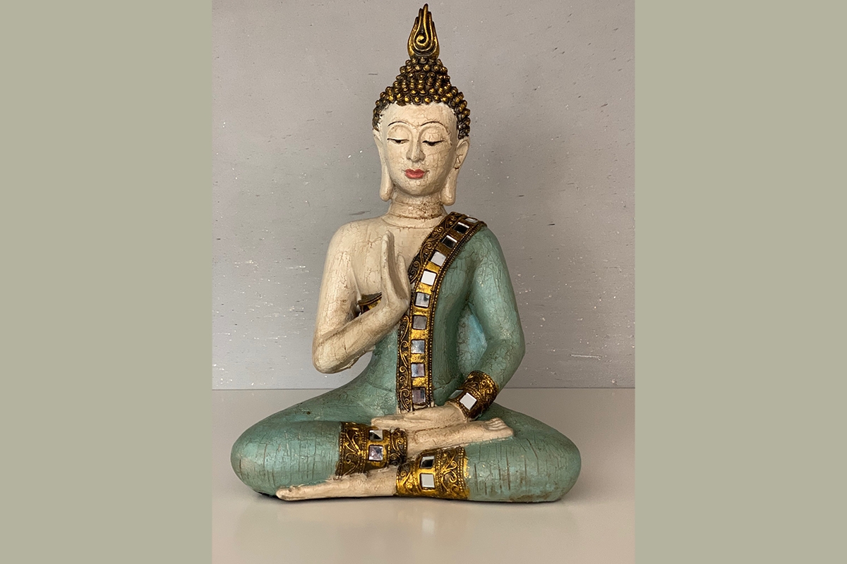 Buddha Figur sitzend türkis Asian Interior Thai 19 cm