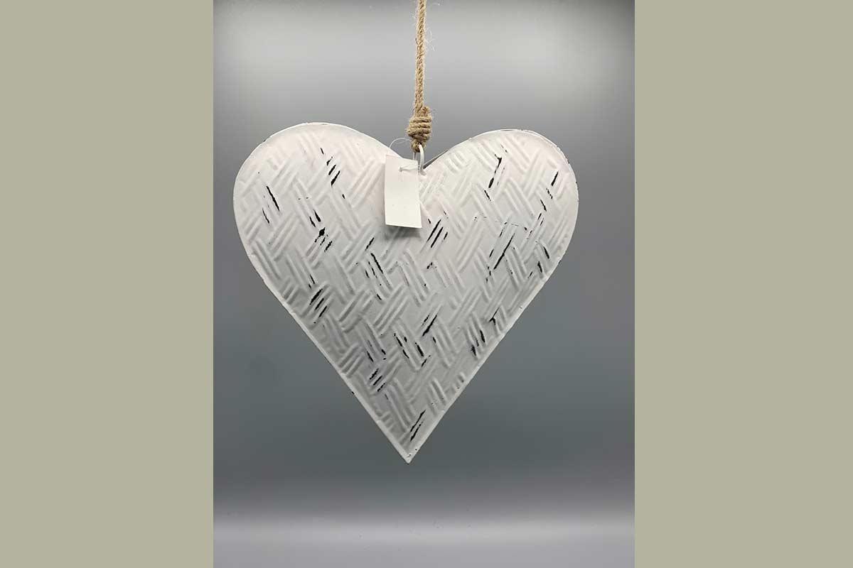 Herz weiß aus Metall 20 x 20 x 3 cm