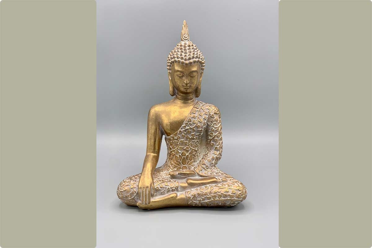 Buddha Figur sitzend gold Thai Asia 17 x 24 x 11 cm