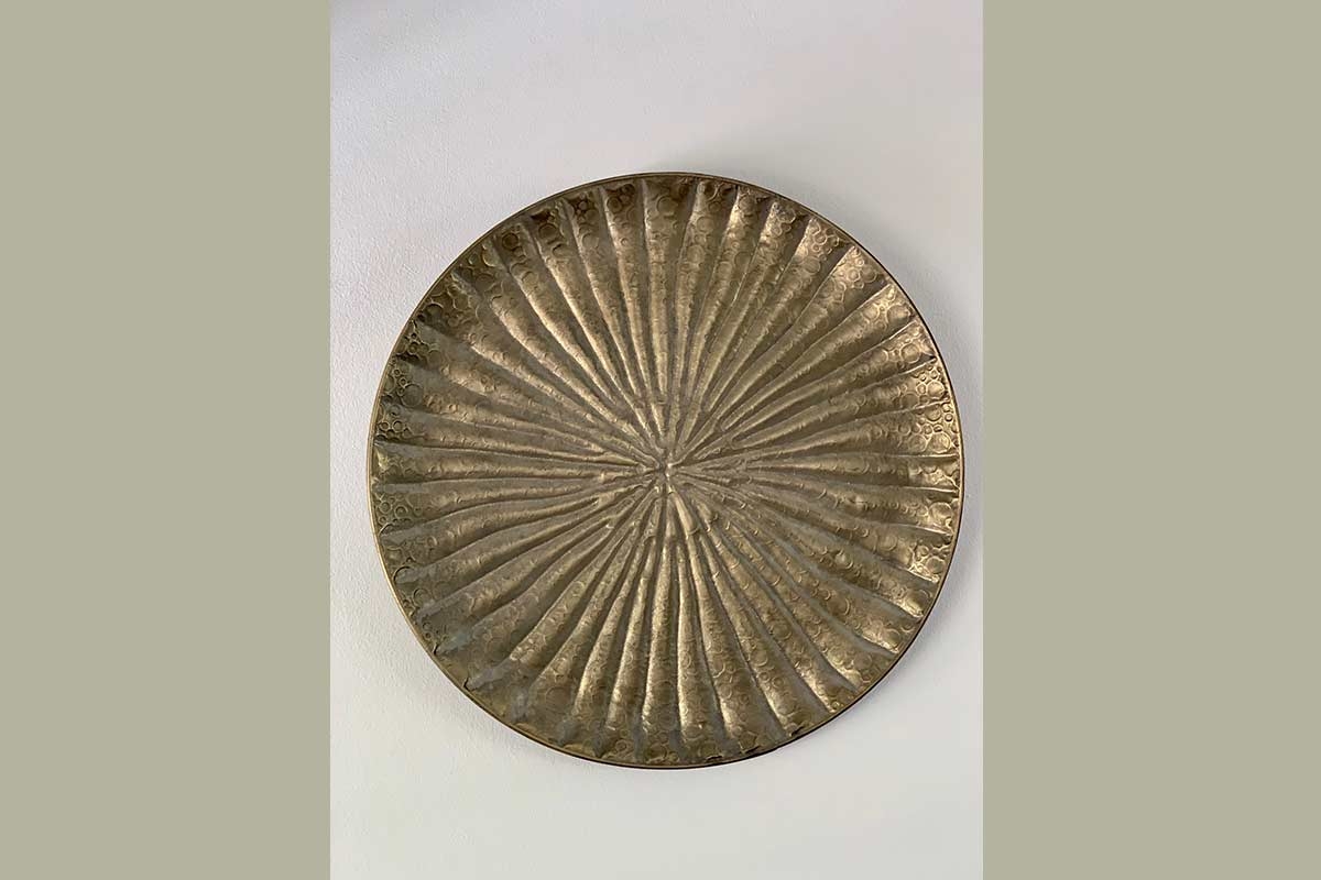 Schale Wandhänger Tablett antik bronze rund Vintage 40,5 x 4 cm