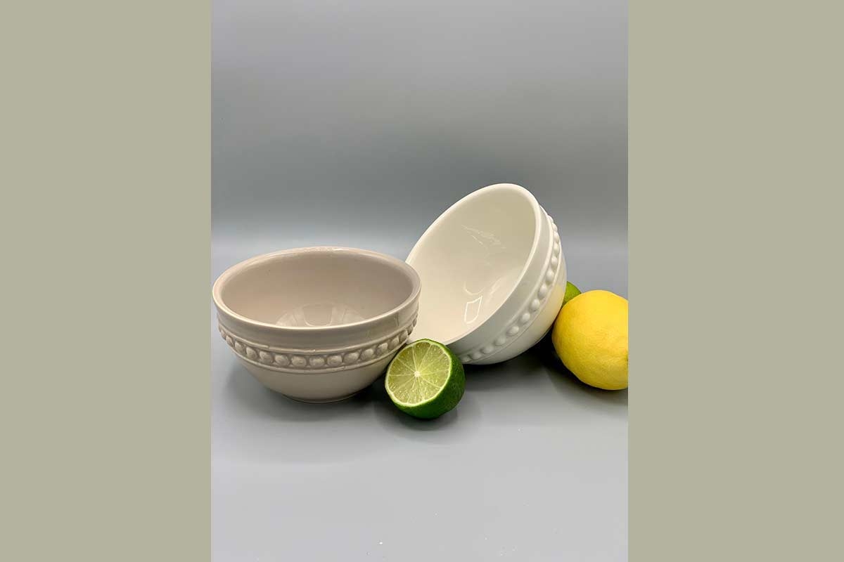 Bowl Schale taupe Keramik Vintage Schüssel 8,5 x 15 cm