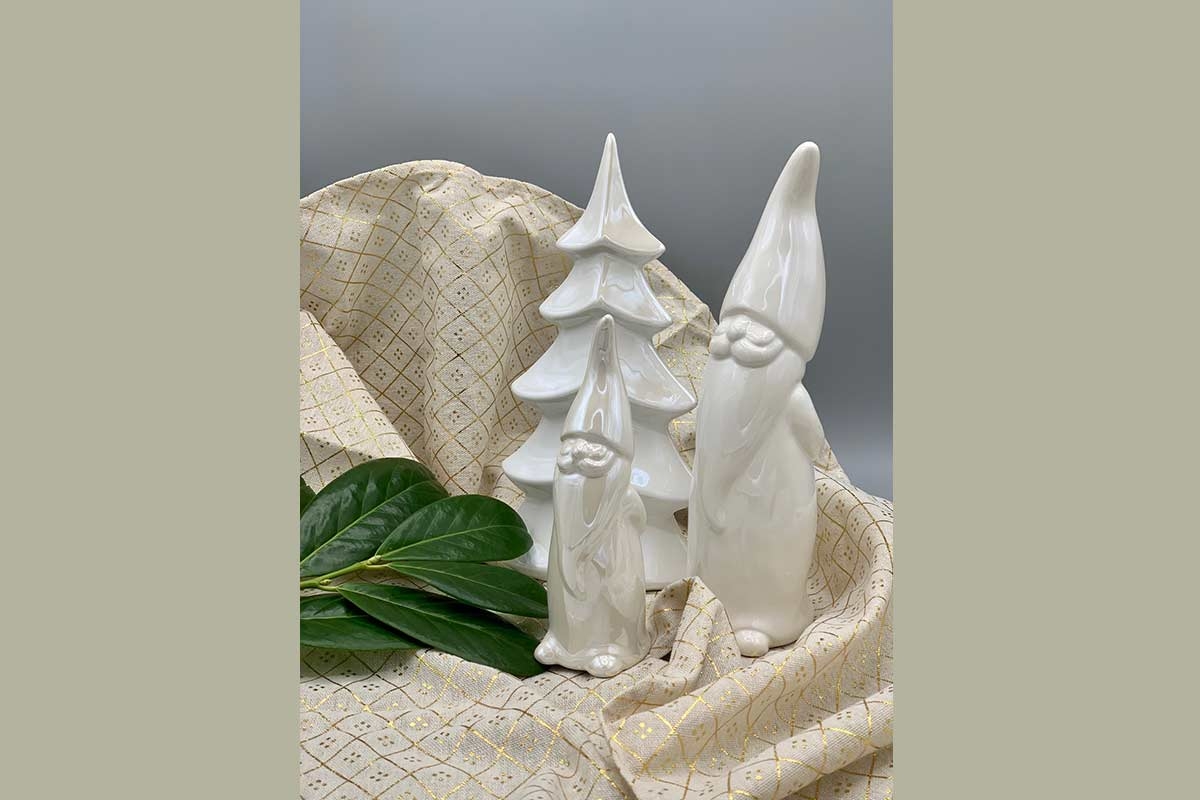Santa Claus Glossy perlmutt Keramik Weihnachten Advent 24 cm