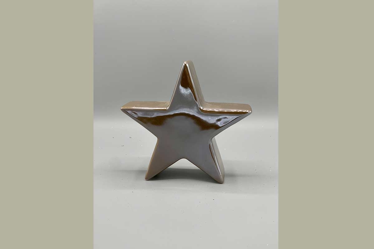 Stern Aufsteller Keramik glasiert pearl taupe nougat 15,8 cm