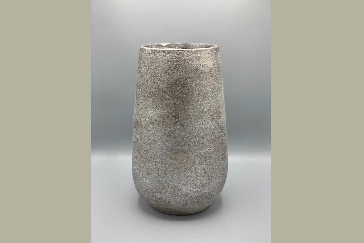 Vase J-Line unregelmäßig rau Keramik silber meliert klein 31 cm