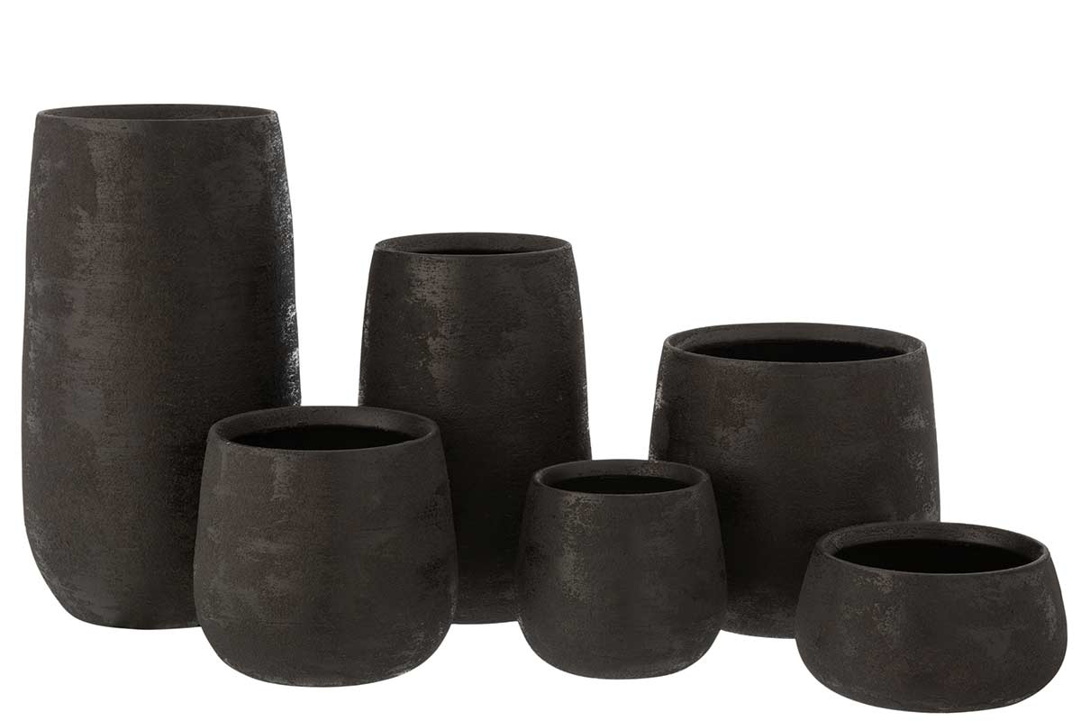 Vase J-Line unregelmäßig rau Keramik schwarz meliert 42 cm