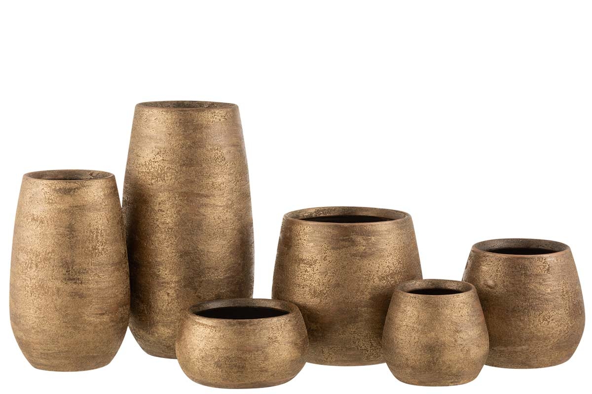 Vase J-Line unregelmäßig rau Keramik gold meliert groß 41 cm