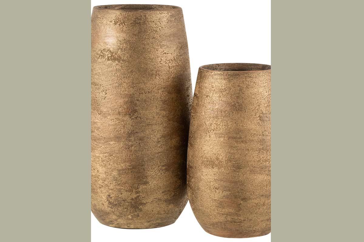 Vase J-Line unregelmäßig rau Keramik gold meliert klein 31 cm
