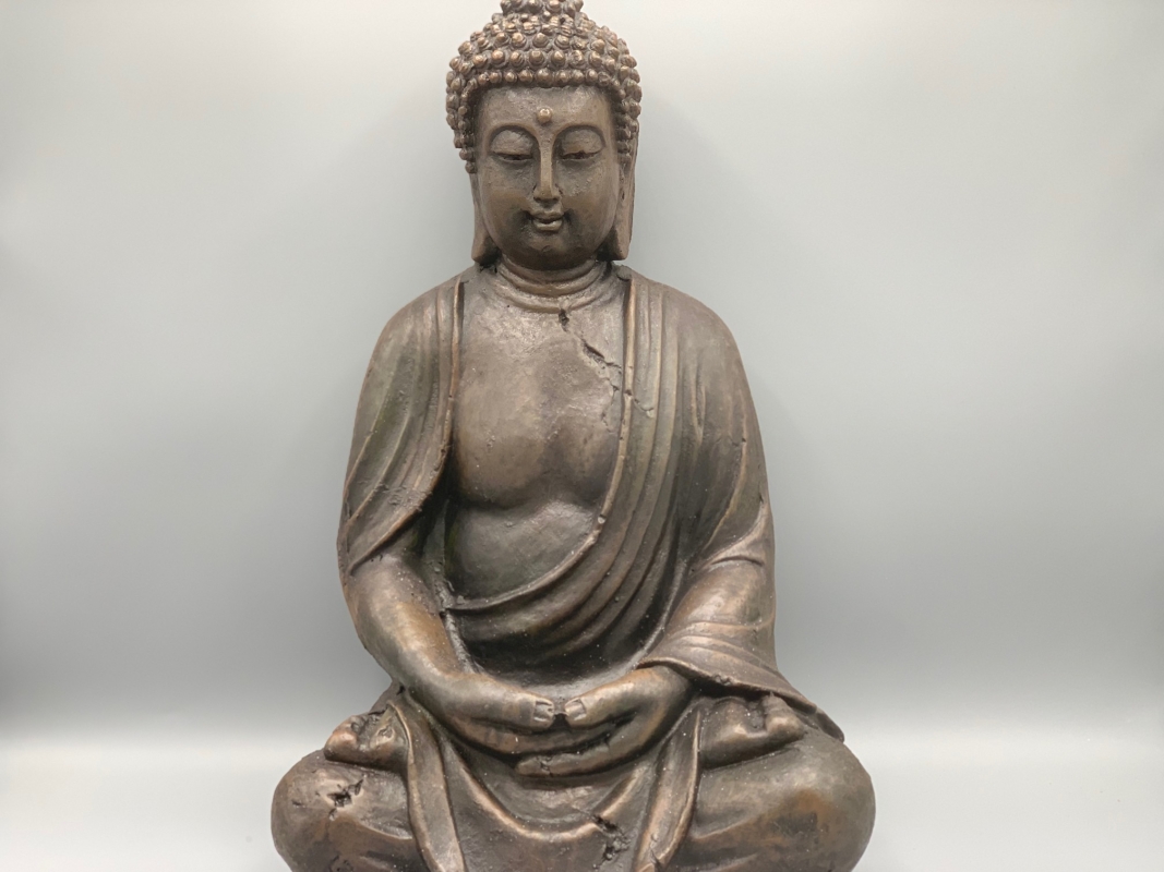 Buddha Figur sitzend groß Handarbeit braun 24x23x38 cm