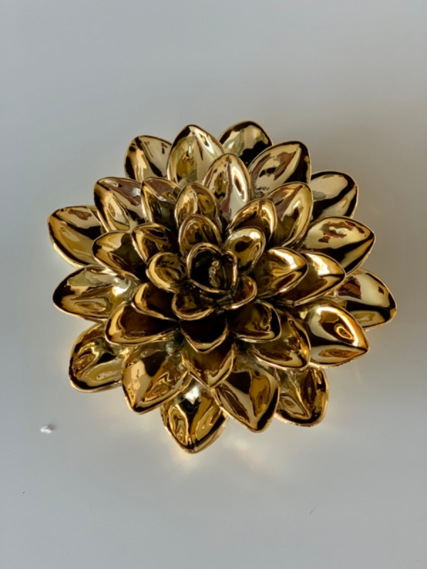 Blume dekorativ Lotus Porzellan gold  15 x 4 cm