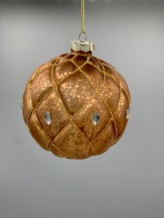 Weihnachtskugel Glas nougat taupe bernstein gold Glitter Adventsdeko 10 cm