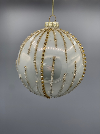 Weihnachtsschmuck Christbaumkugel Glas weiß gold perlmutt 10 cm