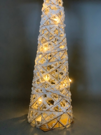 Christbaum Baum Rattan mit Beleuchtung weiß natur Dekoaufsteller 60 cm