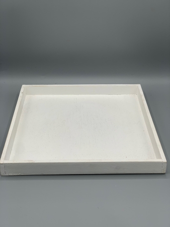 Tablett eckig Deko weiß aus Holz 30 x 30 x 3 cm