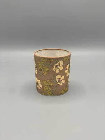 Teelichthalter Glas Blumendruck 7x8 cm
