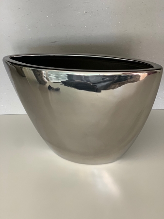 Vase Übertopf silber Keramik