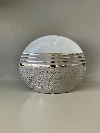 Vase Keramik rund "St. Louis" weiß silber