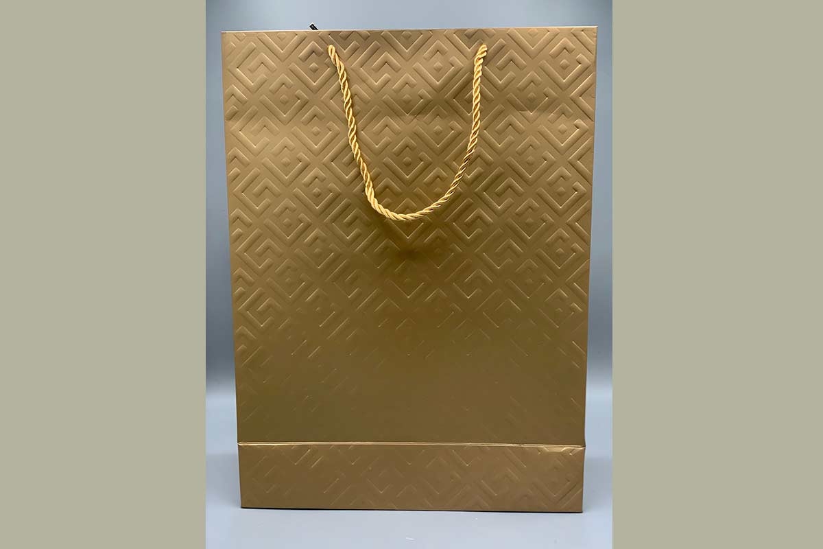 Geschenktüte Tasche gold mit Prägung groß