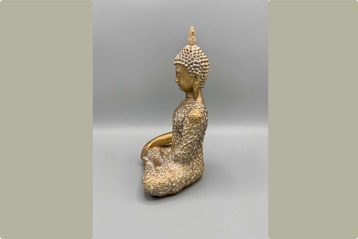 Buddha Figur sitzend gold Thai Asia 17 x 24 x 11 cm