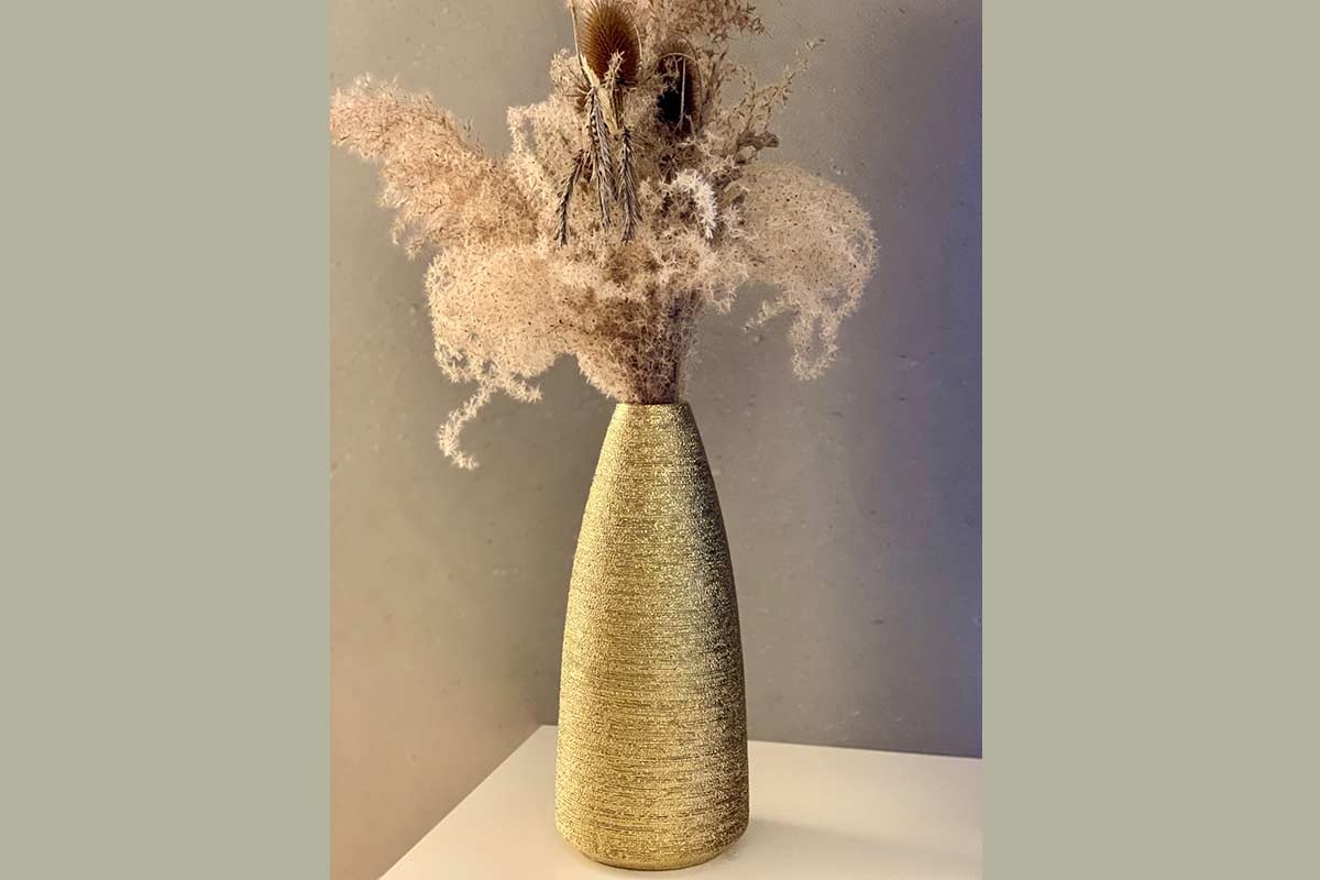 Vase gold glasiert konisch 30 cm