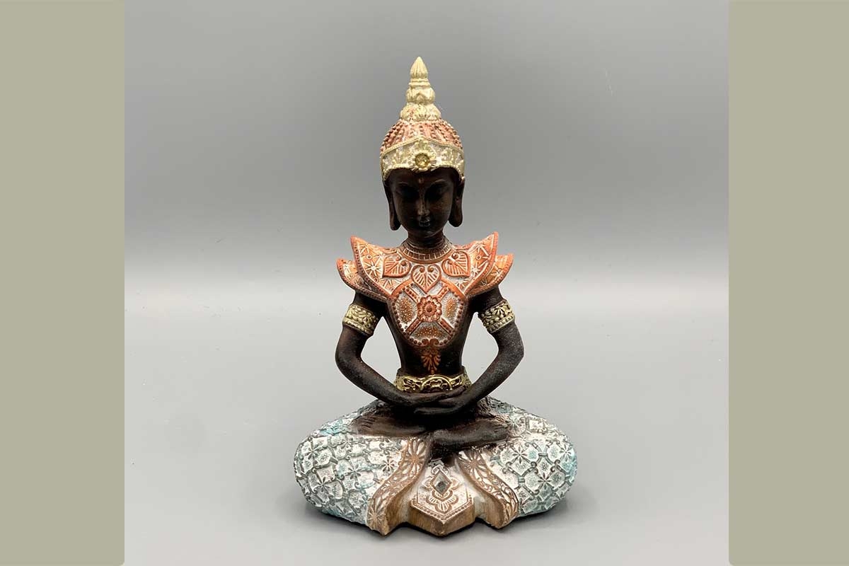 Buddha Figur Burma sitzend mehrfarbig 17 cm