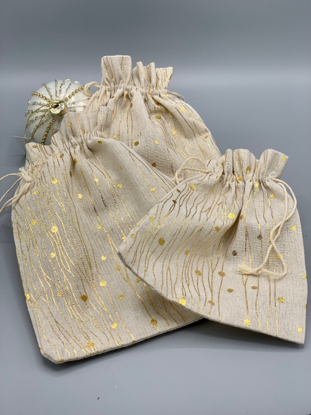 Geschenkesäckchen Tüte Tasche 3fach sortiert beige gold Weihnachten