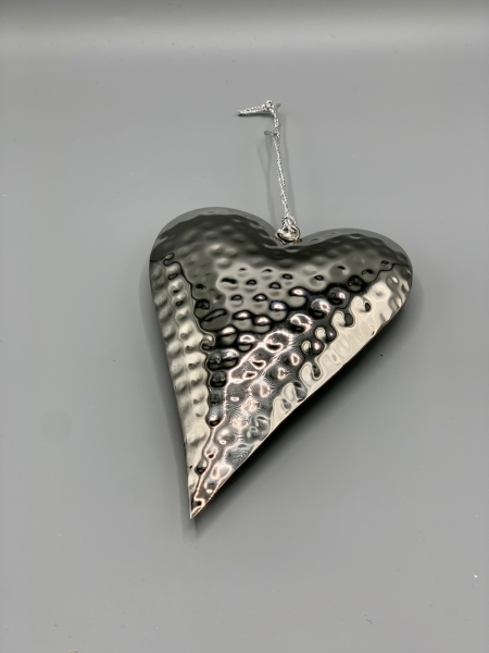 Herz Deko Aluminium silber groß 20 x 14 cm