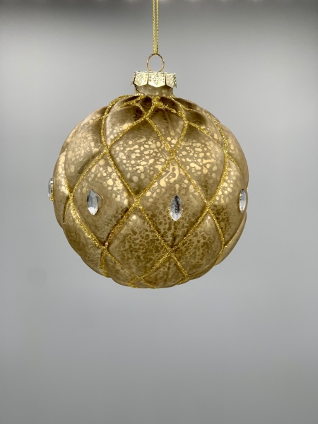 Weihnachtskugel Glas gold Glitter Adventsdeko 10 cm