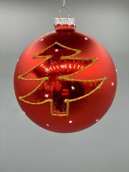 Weihnachtskugel Glas rot gold Glitter Tannenbaum 10 cm