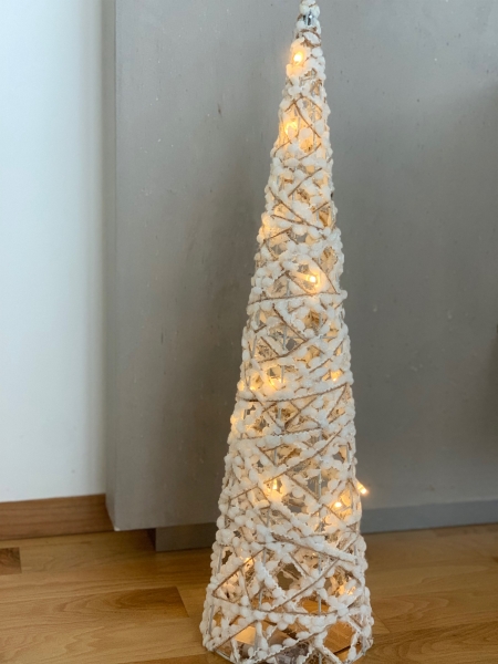 Christbaum Baum Rattan mit Beleuchtung weiß natur Dekoaufsteller 60 cm